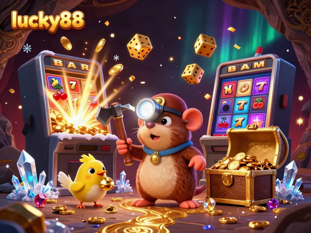Engage in winning strategies with lucky88 as a treasure hunter explores a vibrant casino world filled with excitement and chances to win.