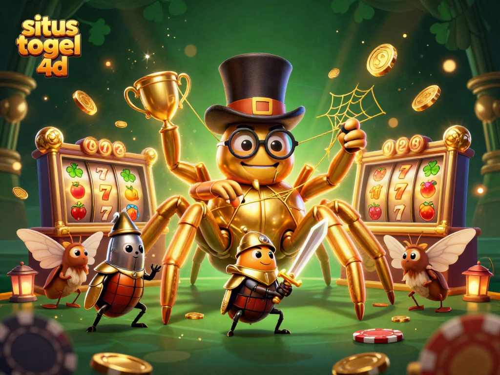 Experience exciting gameplay with situs togel 4d featuring a golden tarantula and lottery elements.