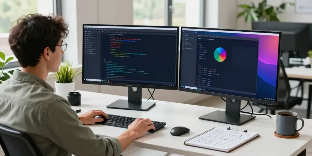 Developer optimizing instant indexing tools in a modern tech workspace.