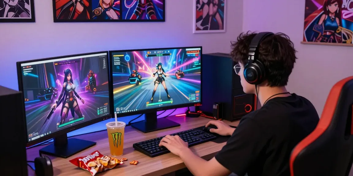 Engaging gameplay of mind control hentai game in a vibrant gaming setup
