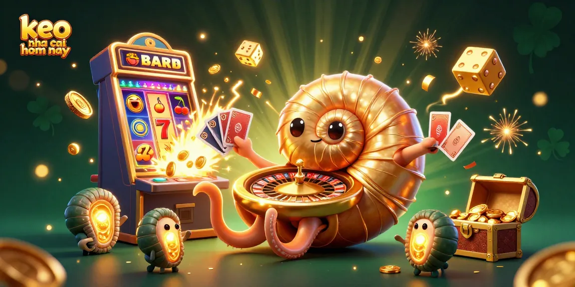 Engage in exciting betting with "keo nha cai hom nay" - a vibrant 3D casino illustration featuring a nautilus roulette wheel.