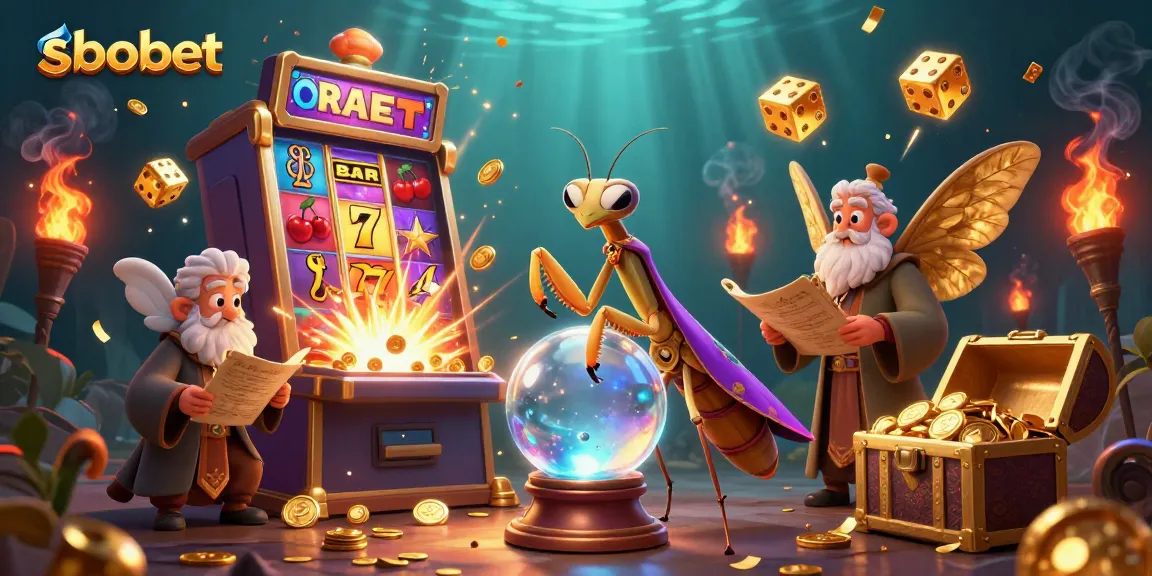 Experience sbobet's thrill with a vibrant 3D casino scene filled with fortune tellers and jackpots.
