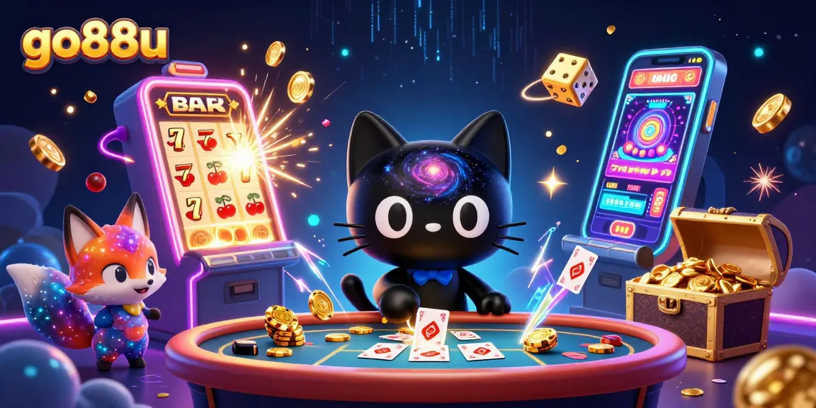 Play and win at go88u's cosmic casino, spinning lucky slots and giant jackpots in vibrant 3D.