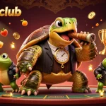 Engage in exciting gaming experiences at gamehitclub with a vibrant casino scene featuring a snapping turtle and bullfrogs.