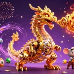Experience gaming excitement at hitclub with a golden dragon and colorful lottery elements!