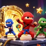 Experience thrilling online gaming with crazyvegas as ninja chameleons showcase their martial arts in a vibrant casino setting.