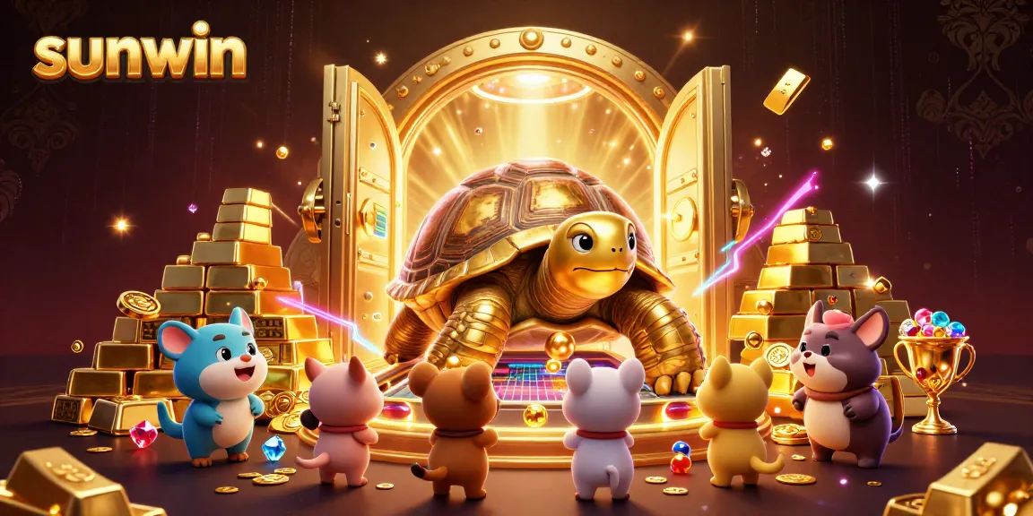 Experience exciting gaming at Sunwin with a golden tortoise pinball machine and treasure vault